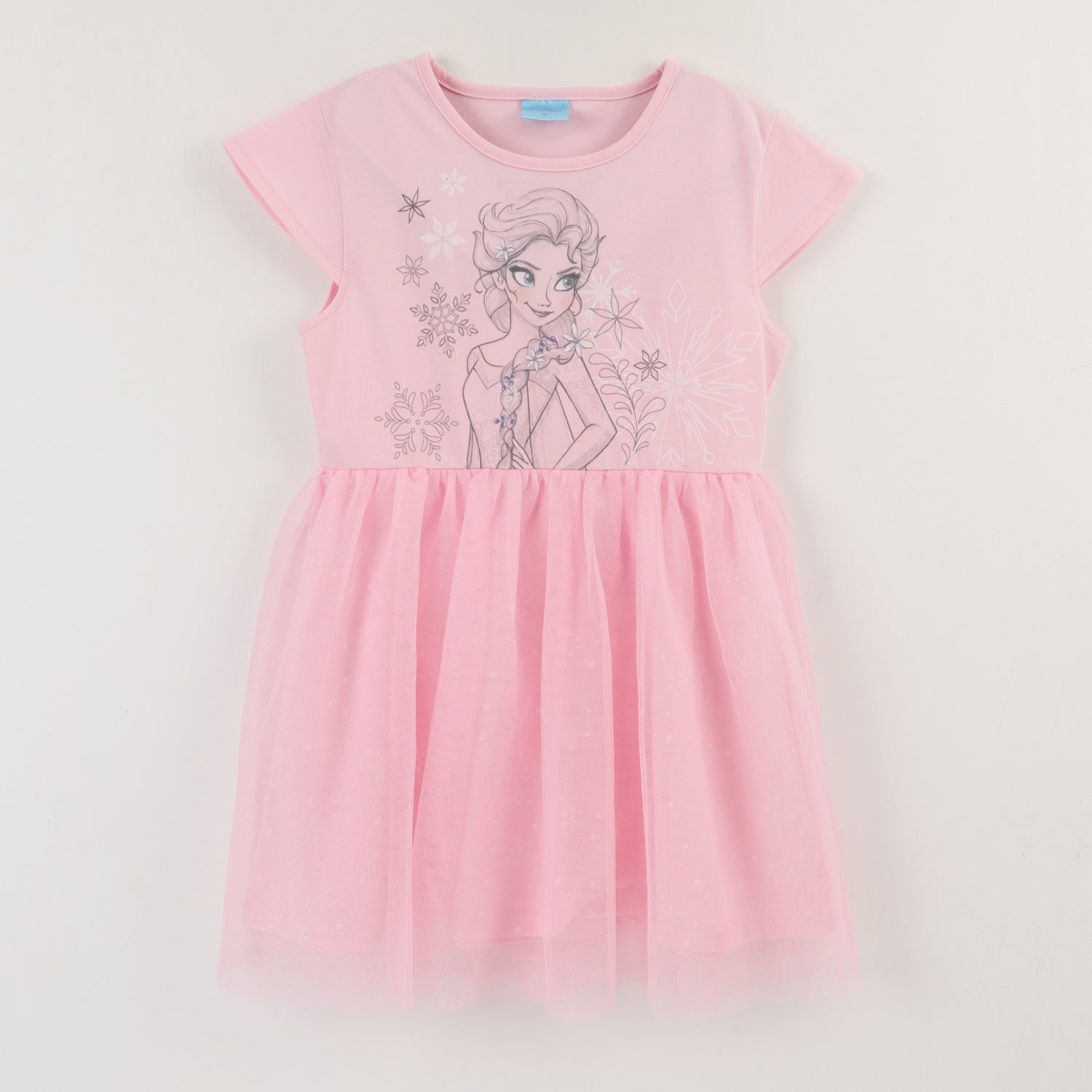 Vestido Manga Corta Niña Rosado Tull Elsa Frozen Disney