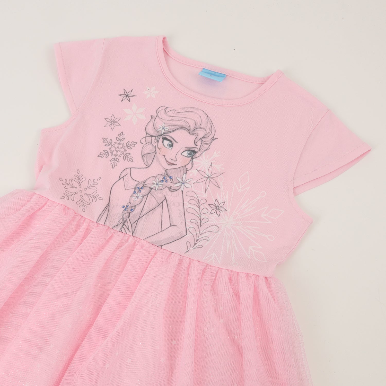 Vestido Manga Corta Niña Rosado Tull Elsa Frozen Disney
