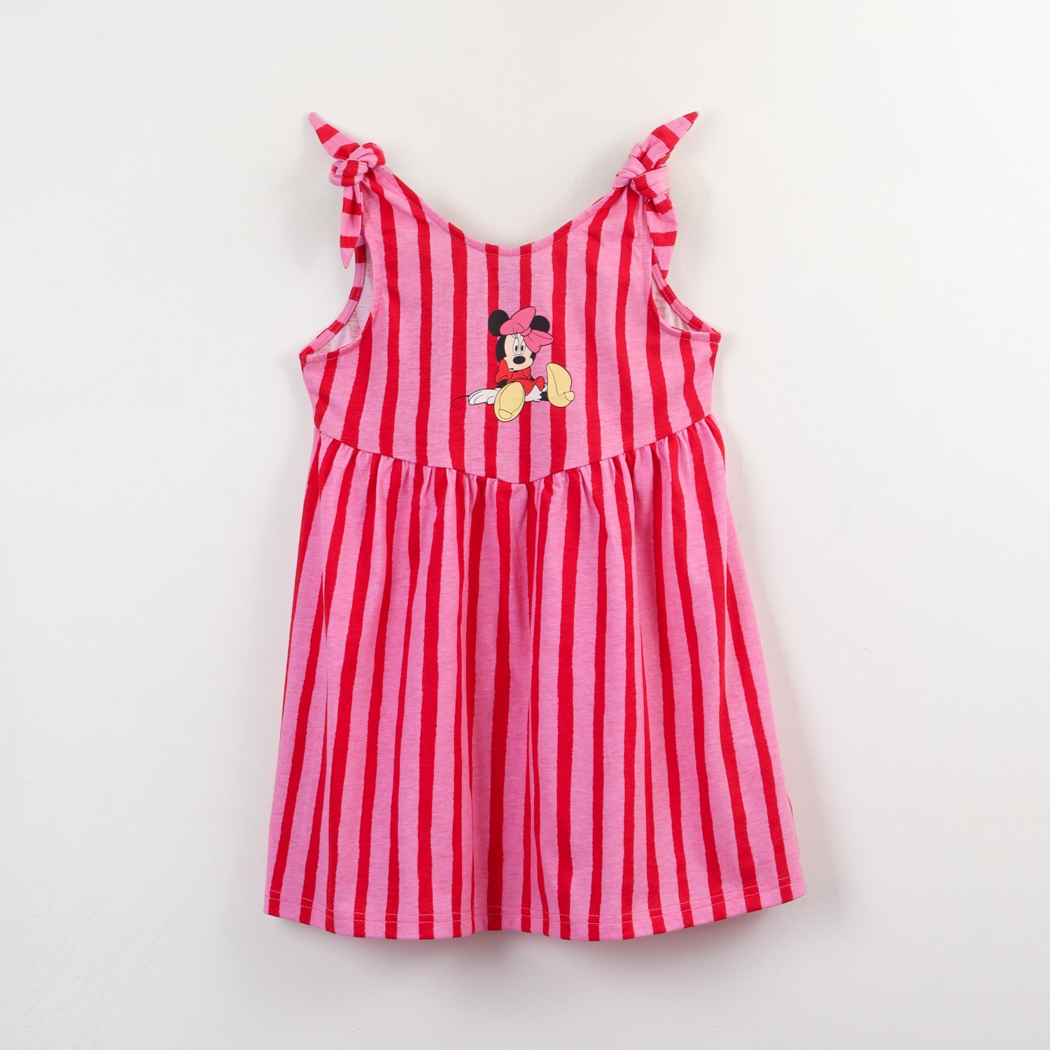 Vestido Niña Rosado Rayas Minnie Disney
