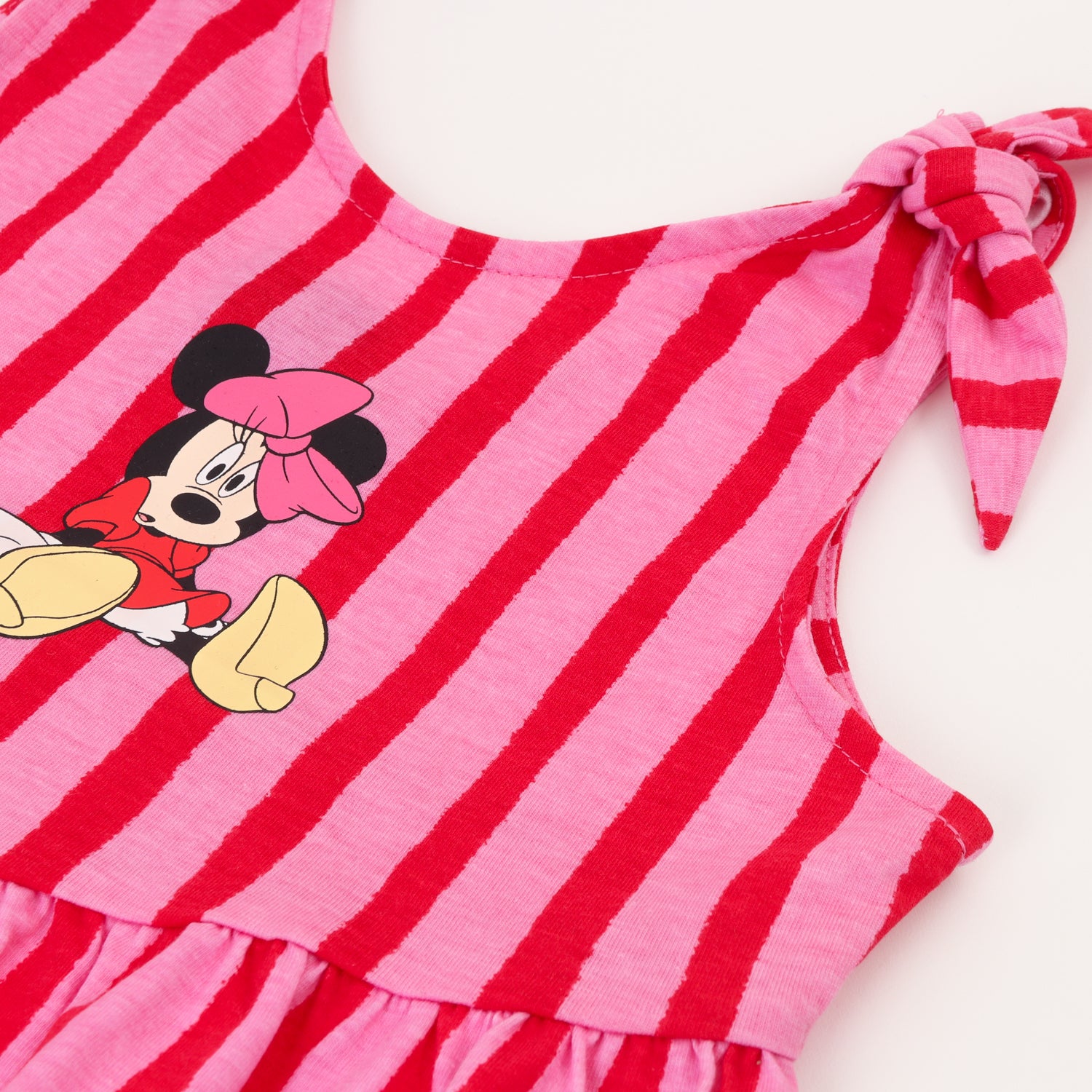 Vestido Niña Rosado Rayas Minnie Disney