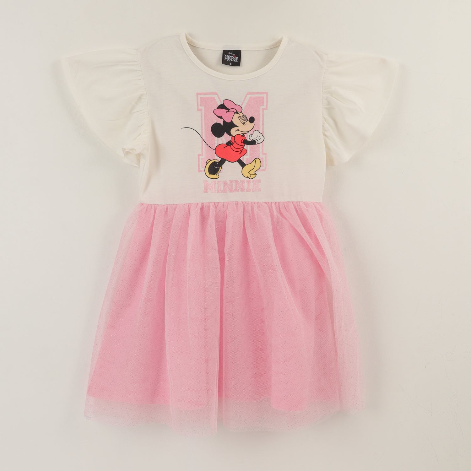 Vestido Manga Corta Niña Rosado Tull Minnie Mouse Disney