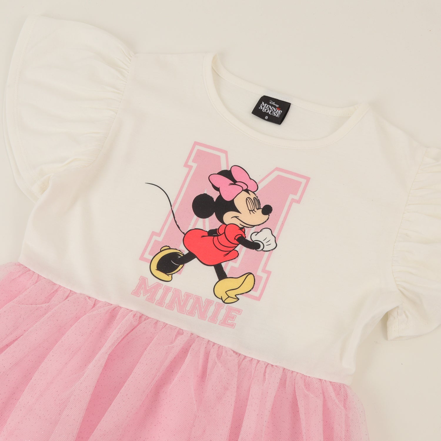 Vestido Manga Corta Niña Rosado Tull Minnie Mouse Disney