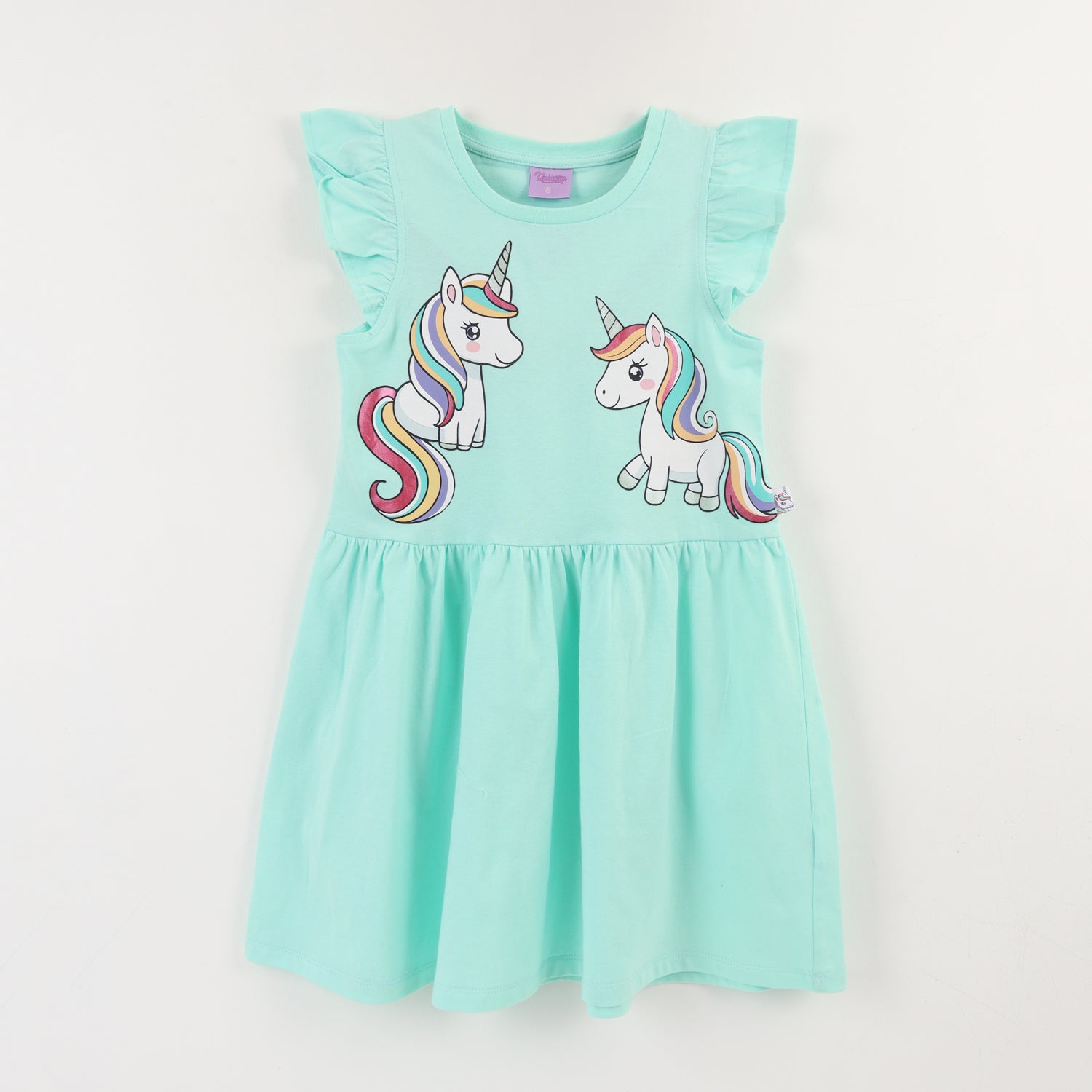 Vestido Niña Verde Unicornio