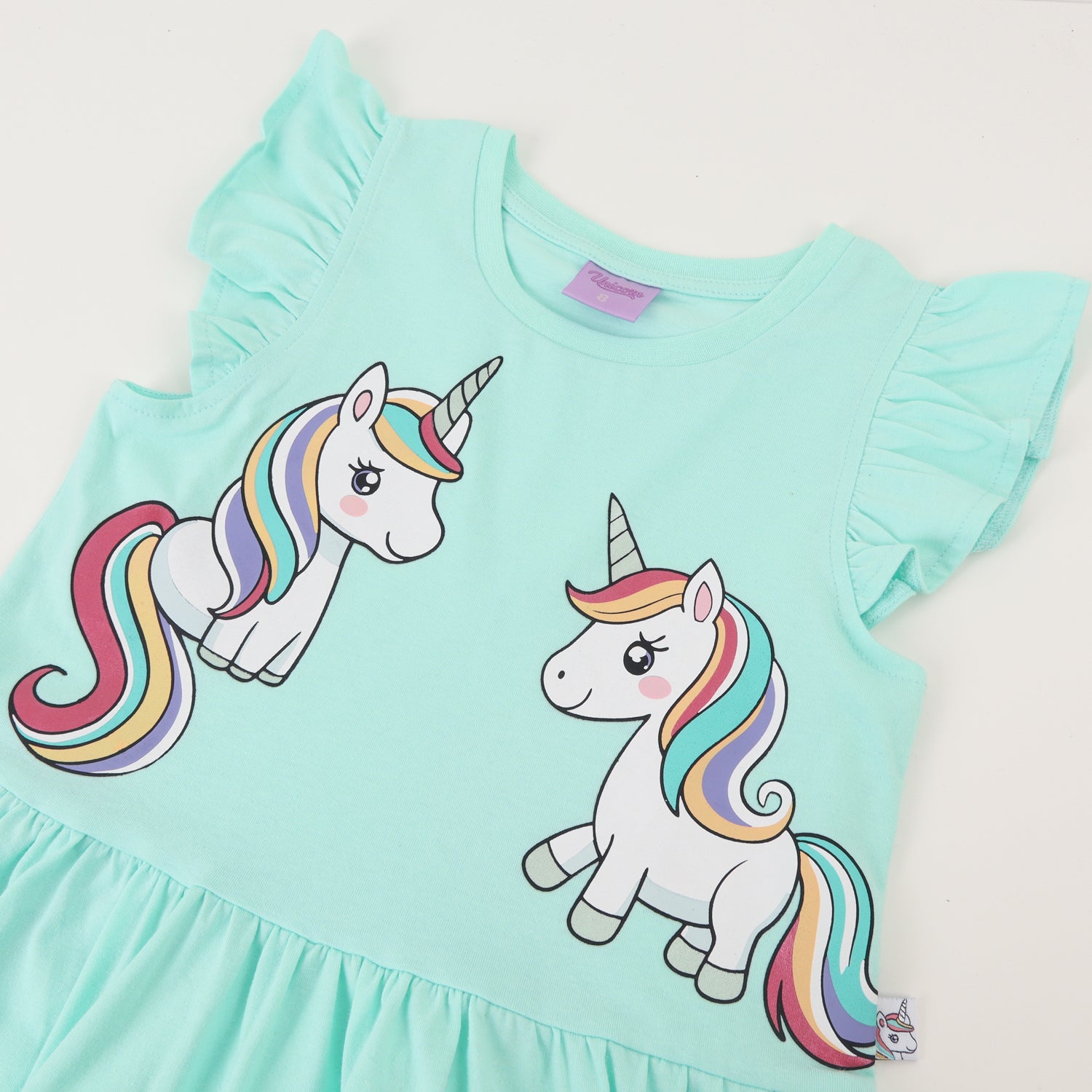 Vestido Niña Verde Unicornio