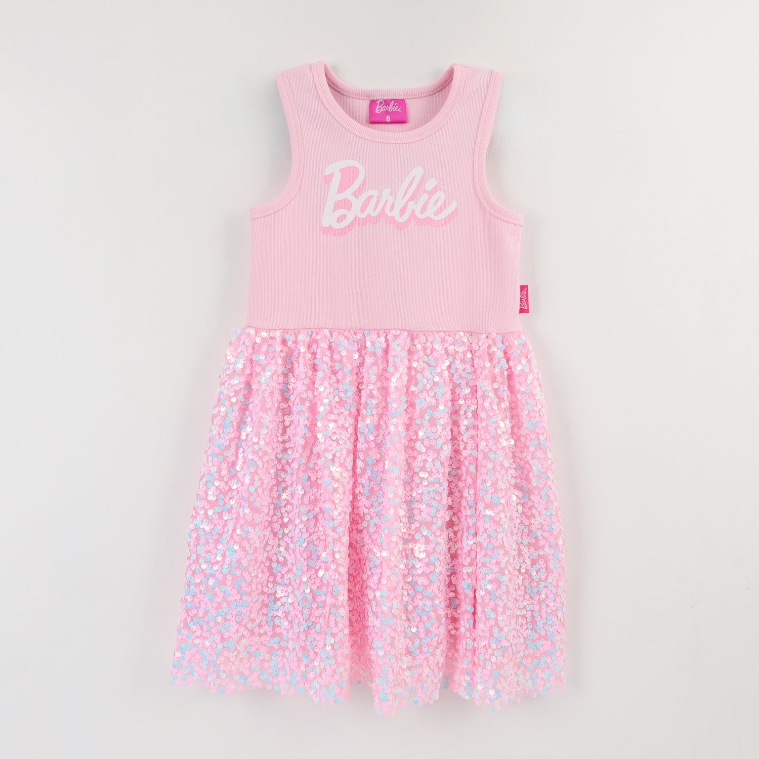 Vestido Sin Manga Niña Rosado Barbie Logo Print Barbie