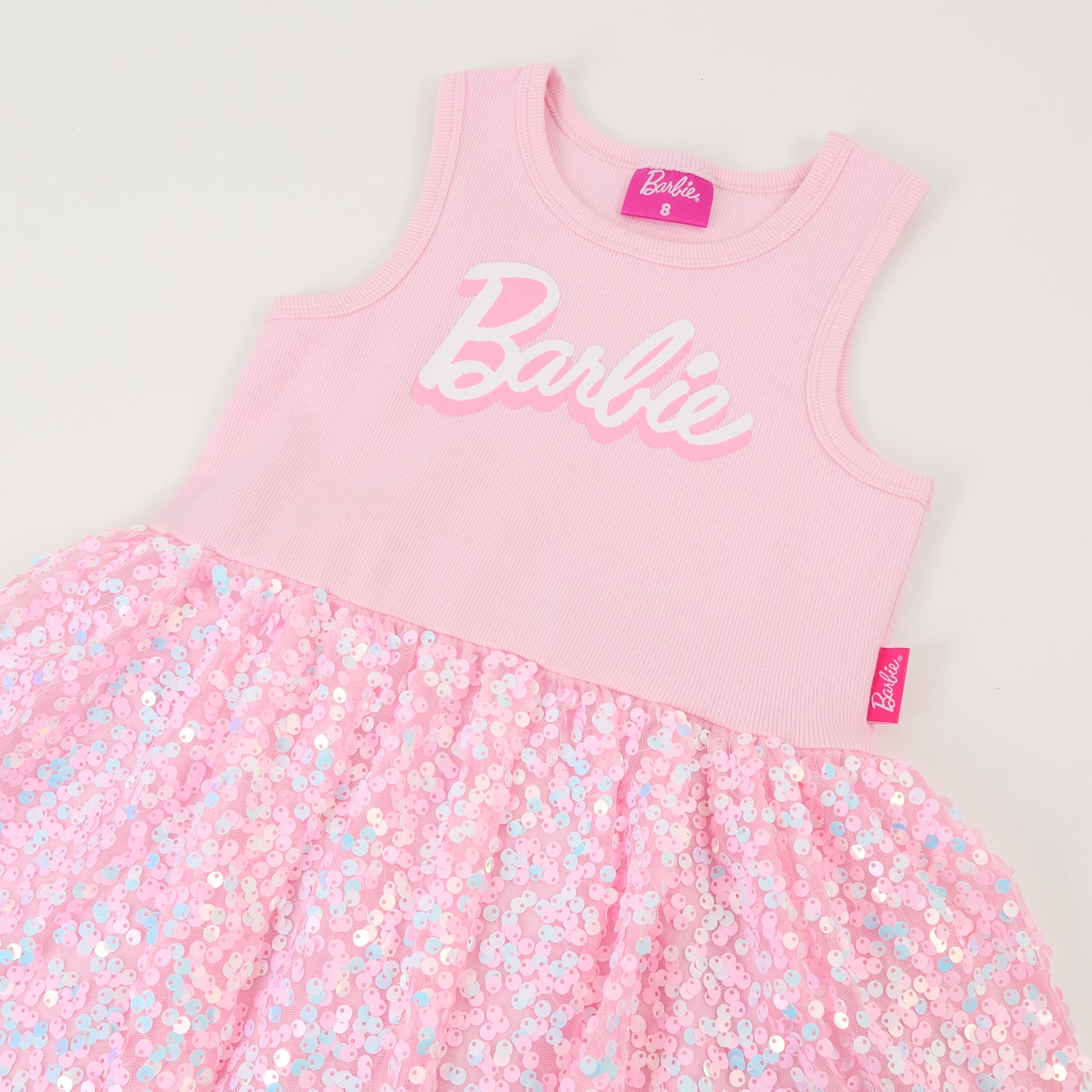 Vestido Sin Manga Niña Rosado Barbie Logo Print Barbie