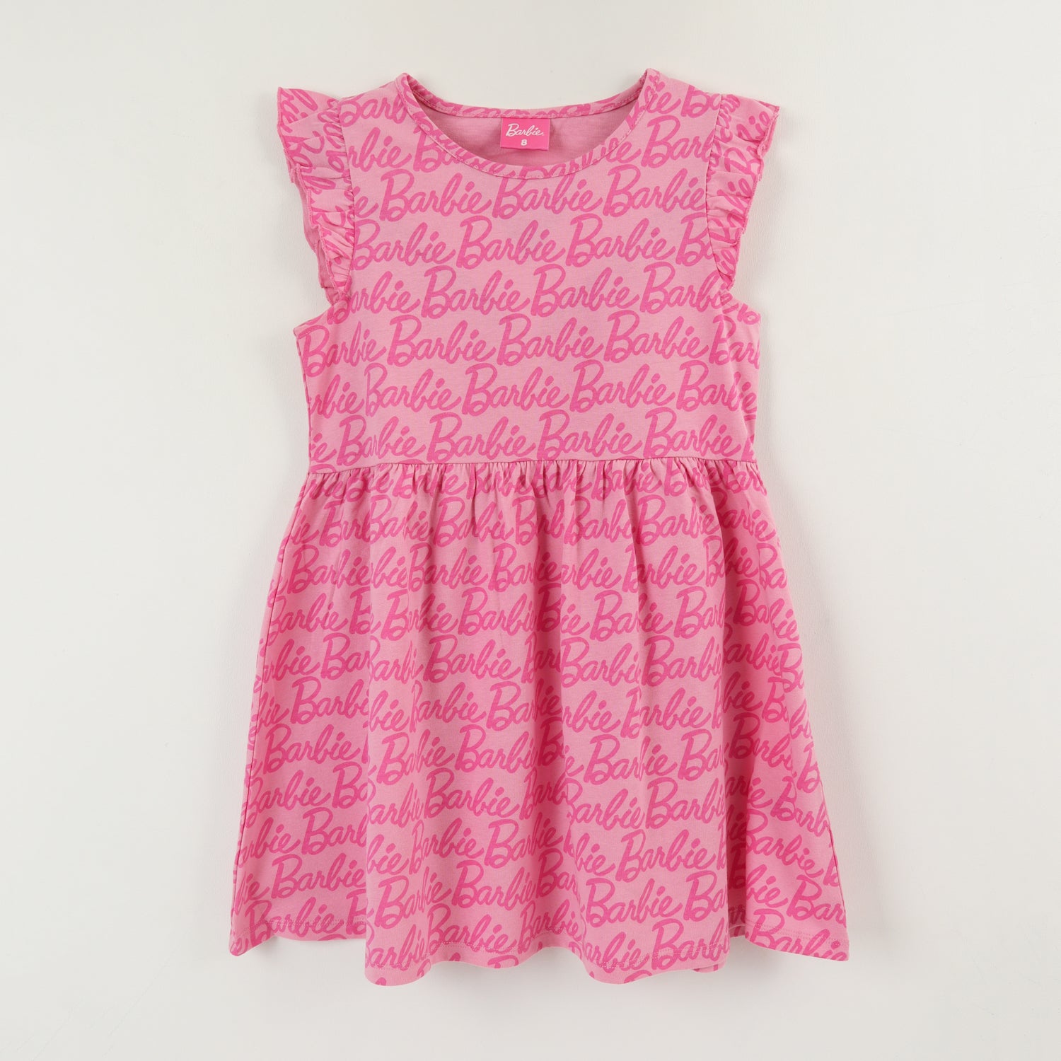 Vestido Sin Manga y Collet Niña Rosado Full Print Barbie