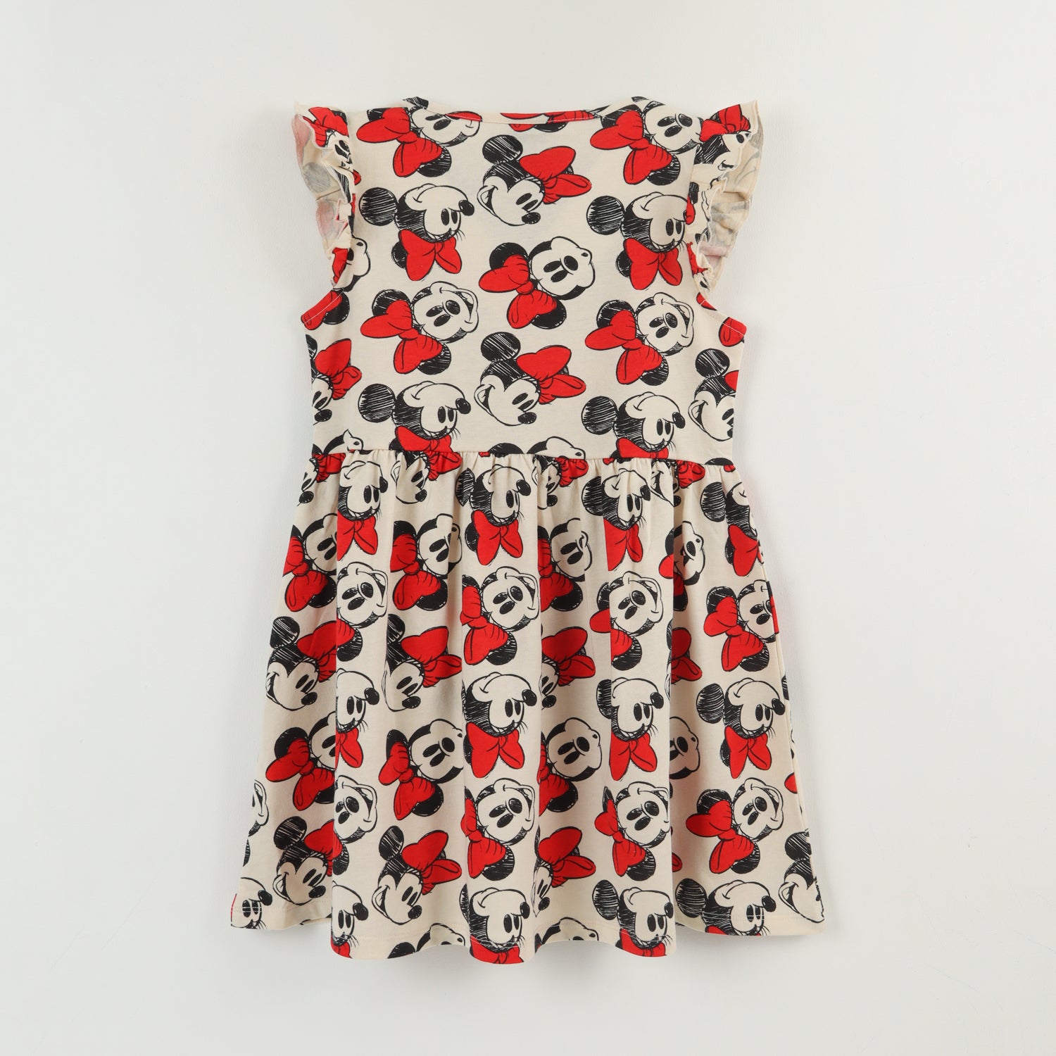 Vestido Sin Manga y Collet Niña Blanco Print Minnie Disney