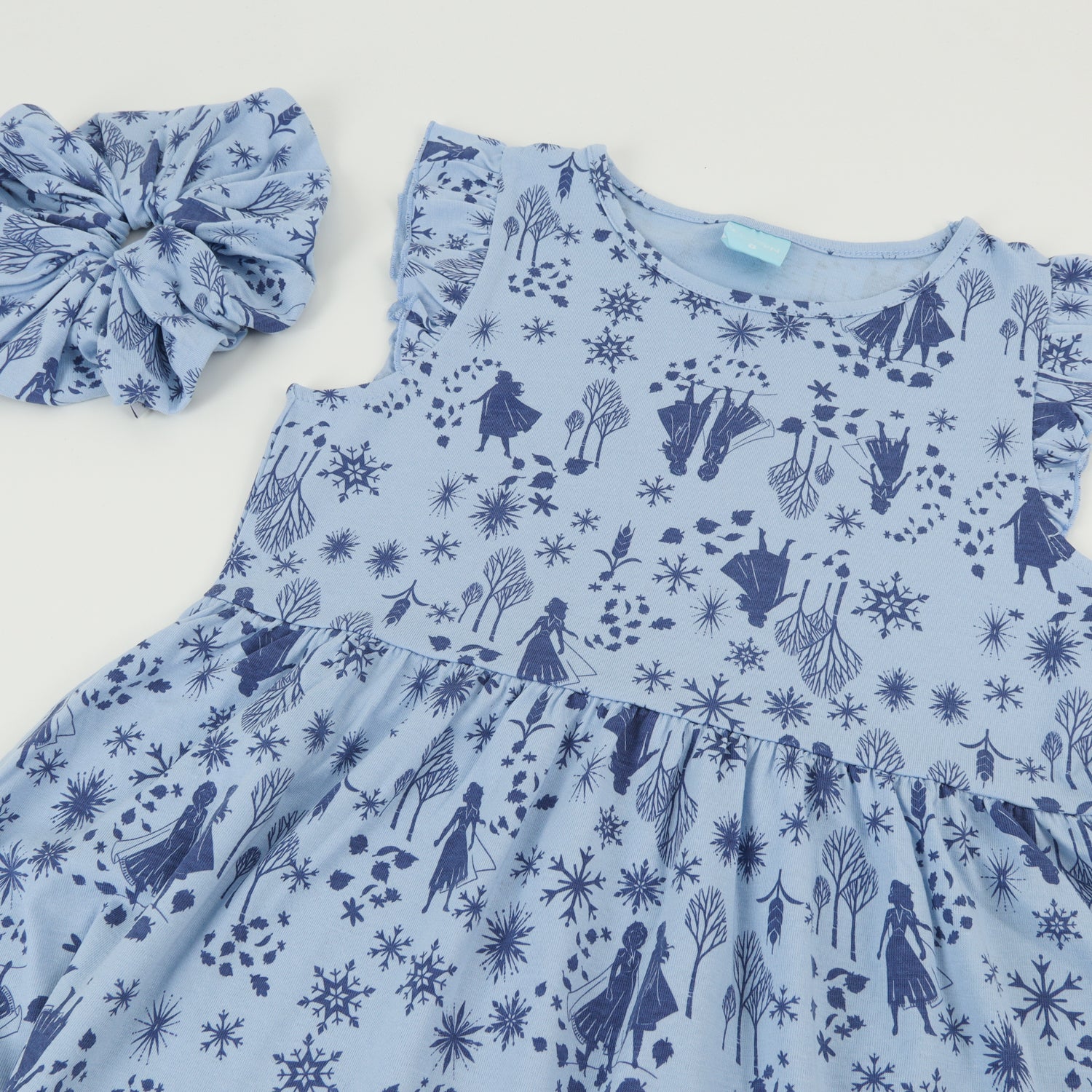 Vestido Sin Manga y Collet Niña Azul FullPrint Frozen Disney