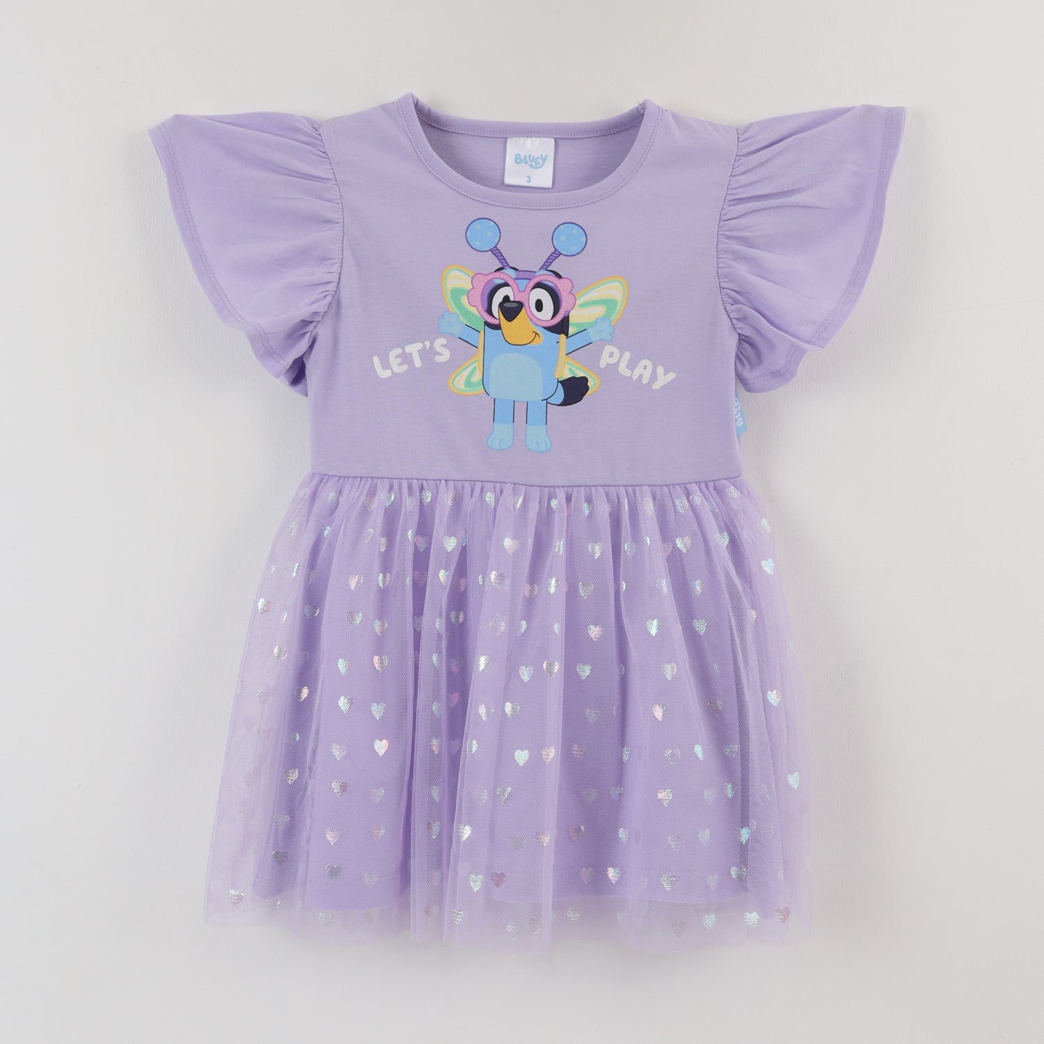 Vestido Manga Vuelos Niña Lila Bluey Lets Play Bluey