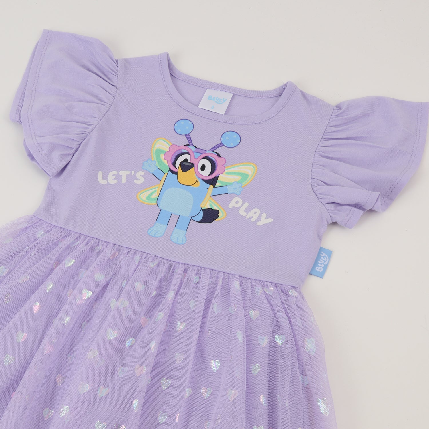 Vestido Manga Vuelos Niña Lila Bluey Lets Play Bluey