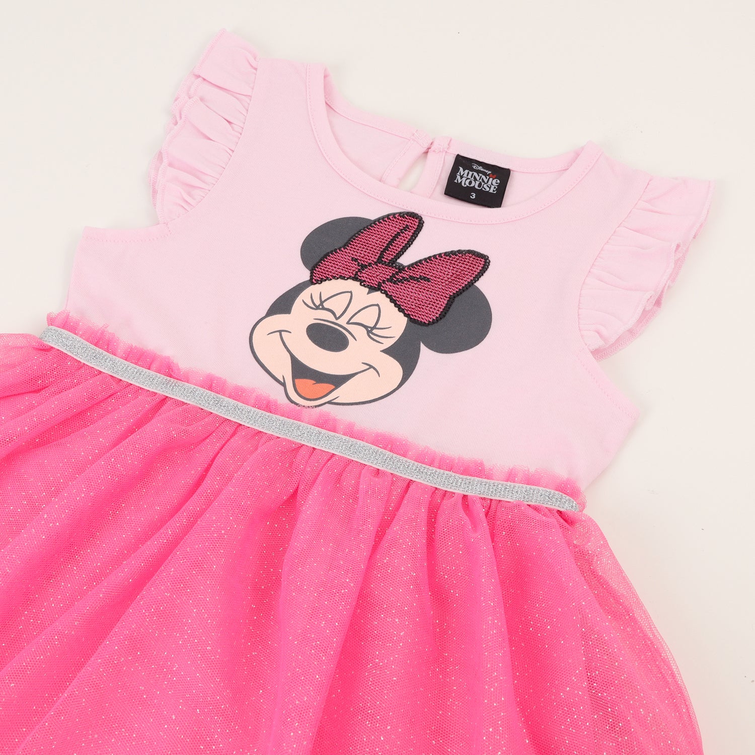 Vestido Manga Vuelos Niña Rosado Minnie Smile Disney