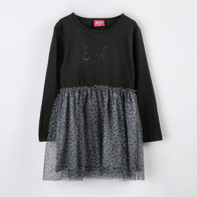 Vestido Niña Tul Bordado Negro Barbie