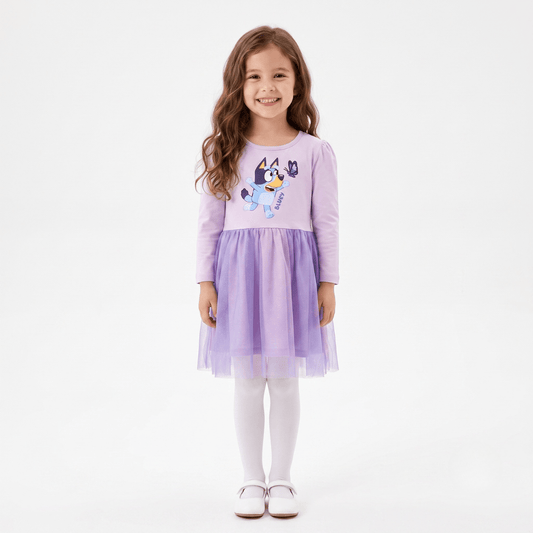Vestido Tul Niña Bluey Estampado Morado - Vestidos Chile | The Brands Club cl