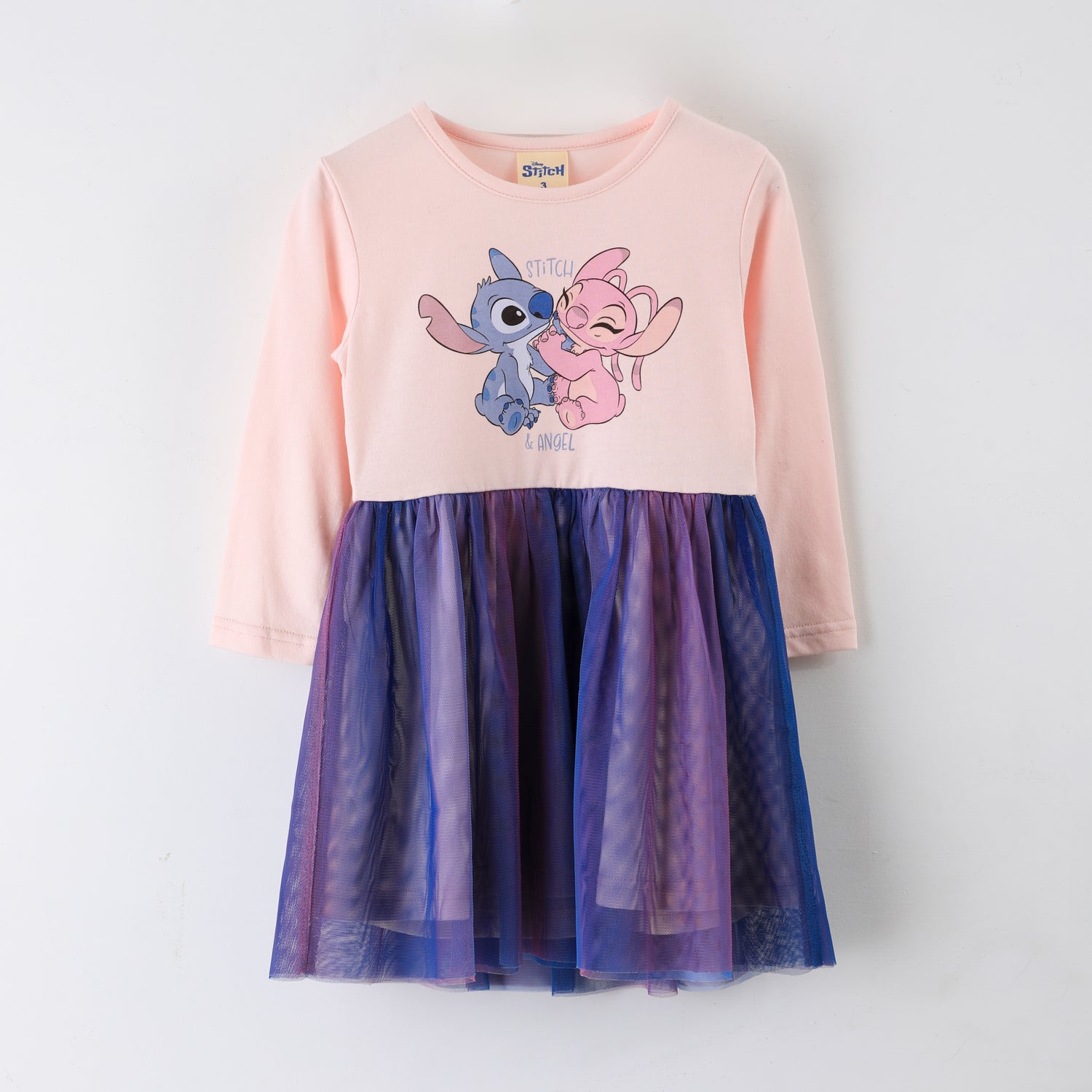 Vestido Tul Niña Stitch y Angel Rosa Disney