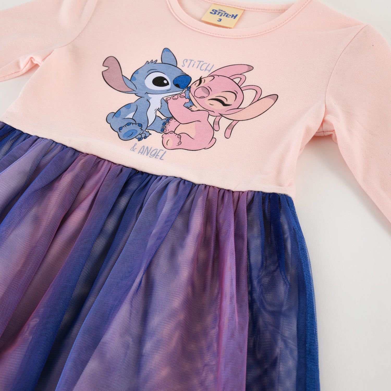 Vestido Tul Niña Stitch y Angel Rosa Disney