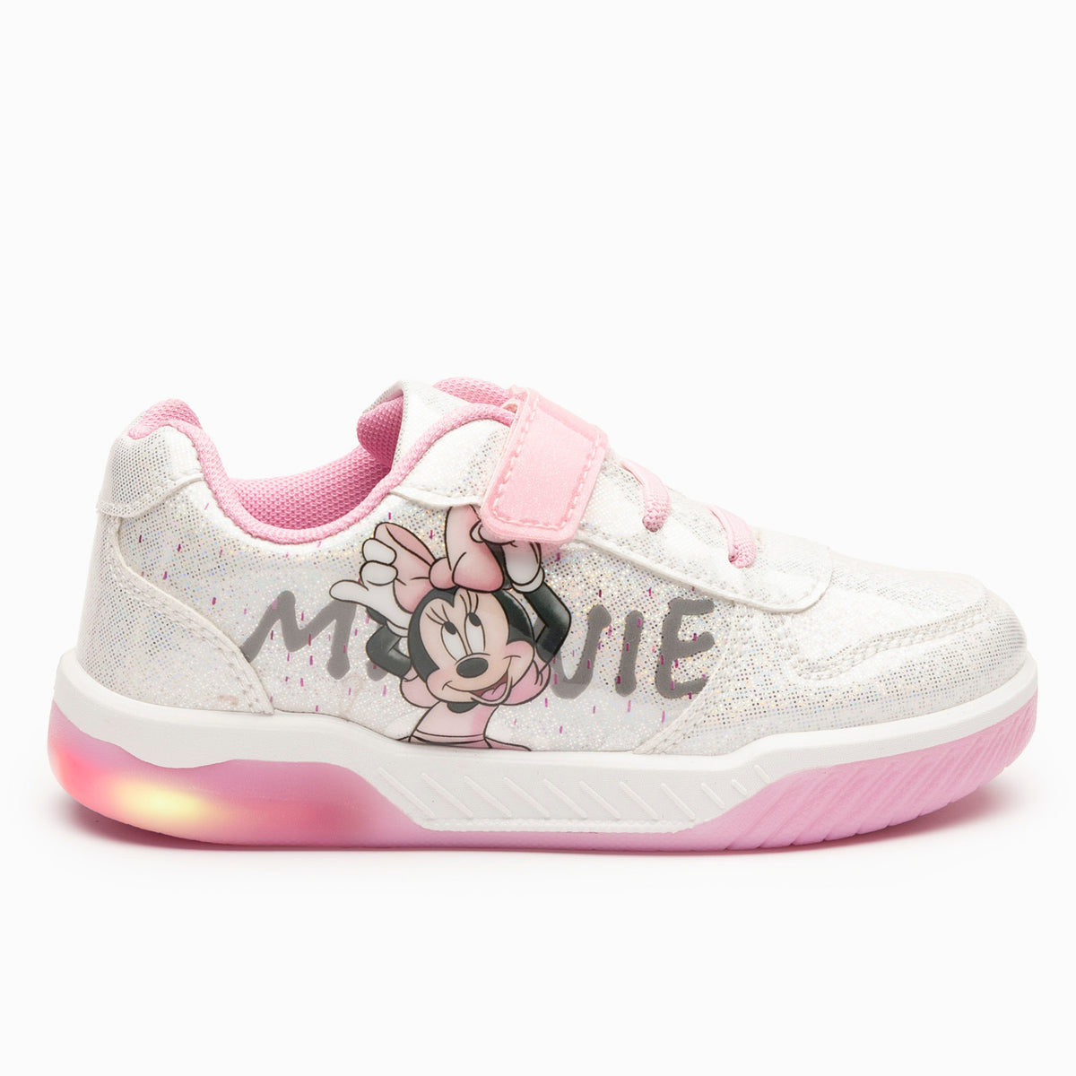 Zapatillas Con Luces Niña Minnie Feliz Plateado Disney