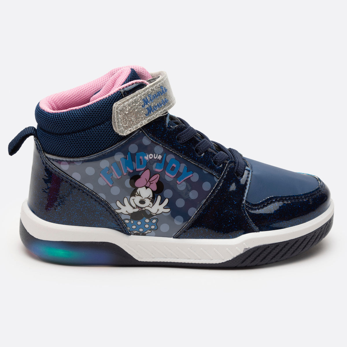 Zapatillas Con Luces Niña Feliz Minnie Azul Disney