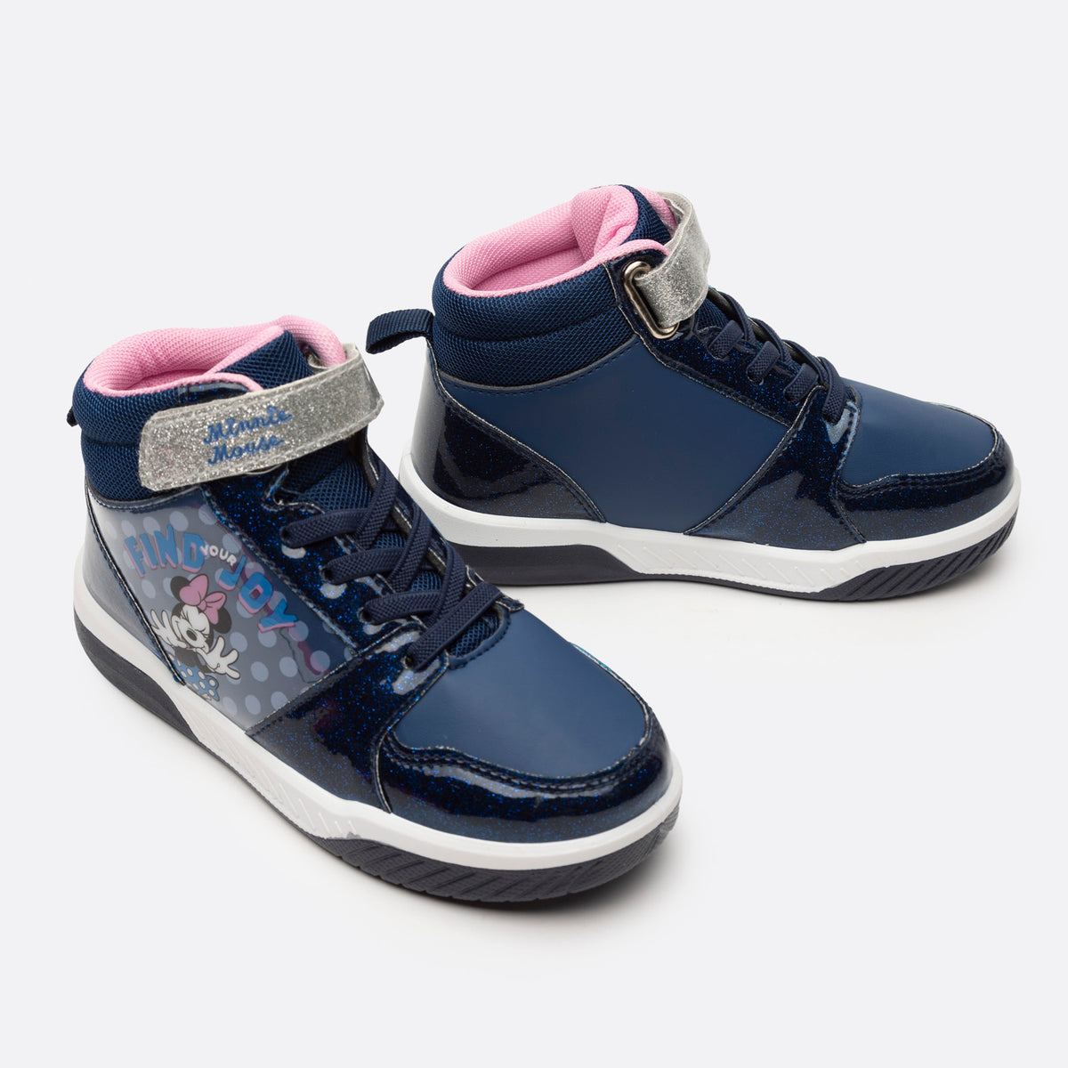 Zapatillas Con Luces Niña Feliz Minnie Azul Disney