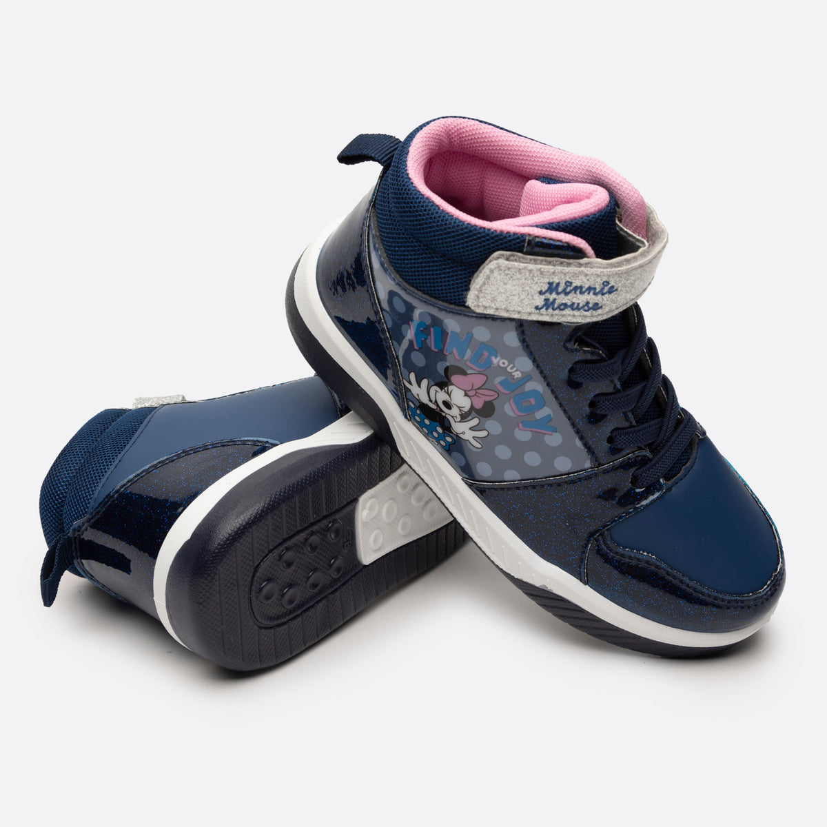 Zapatillas Con Luces Niña Feliz Minnie Azul Disney