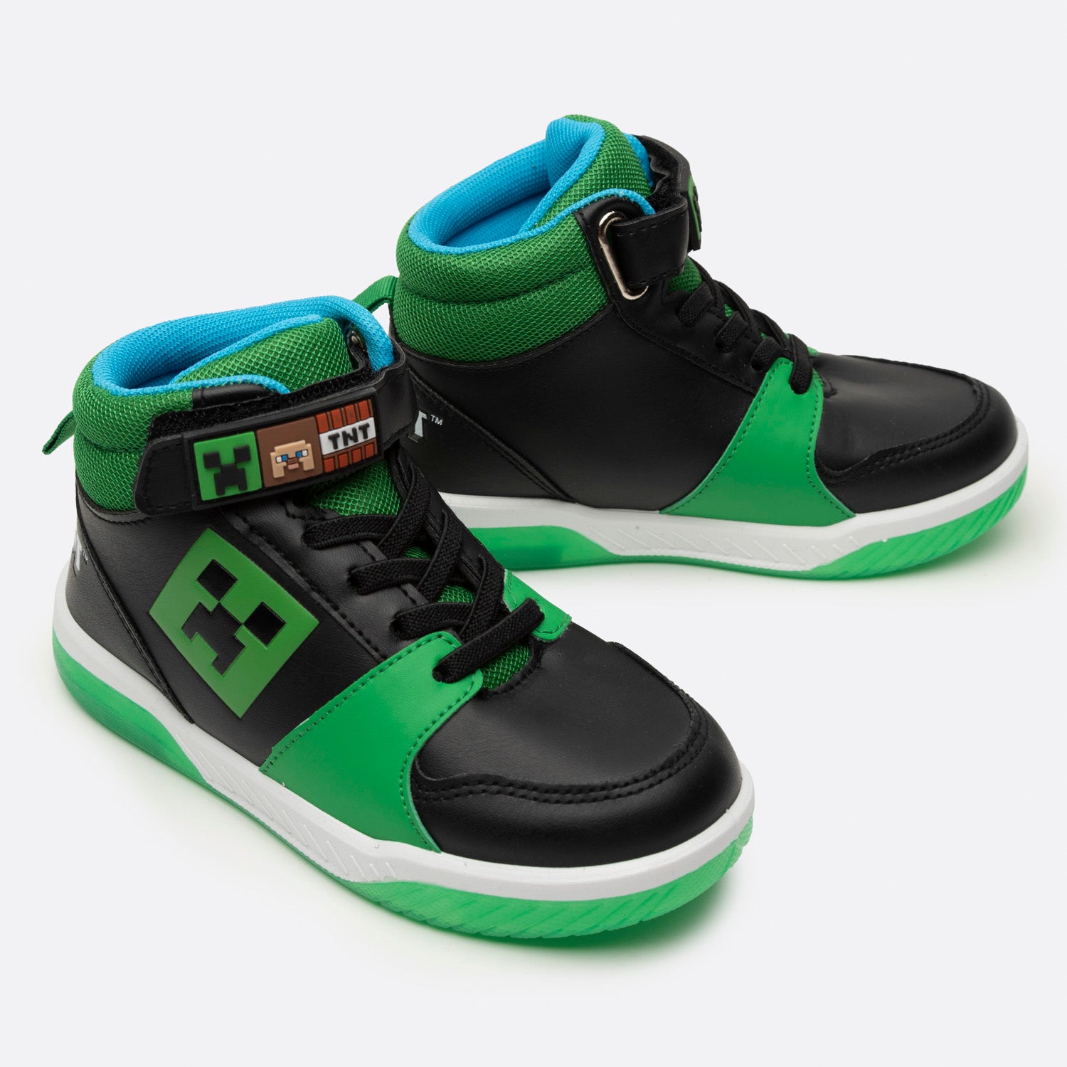 Zapatilla Con Luces Niño Full Print Negro Minecraft