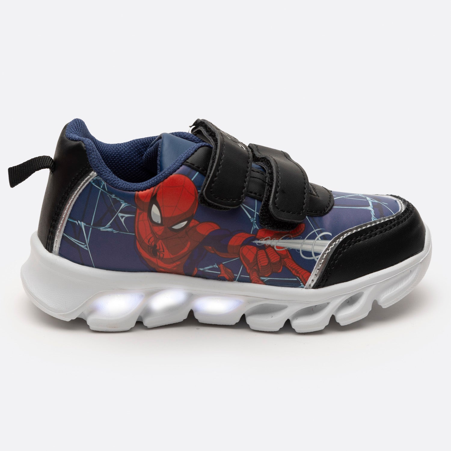 Zapatilla Con Luces Niño Accion Spiderman Azul Marvel