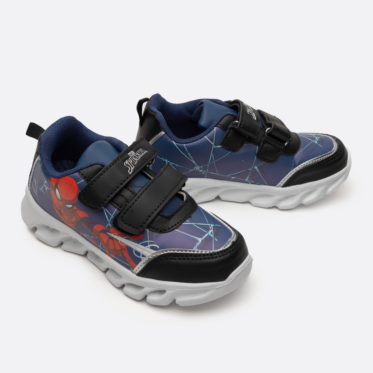 Zapatilla Con Luces Niño Accion Spiderman Azul Marvel