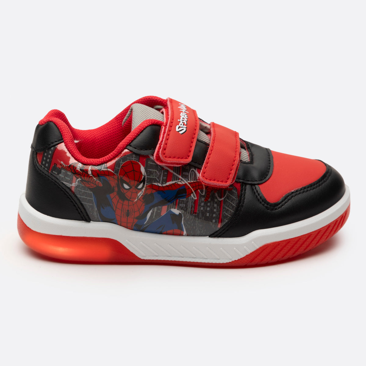 Zapatillas Con Luces Niño Volando Spiderman Negro Marvel