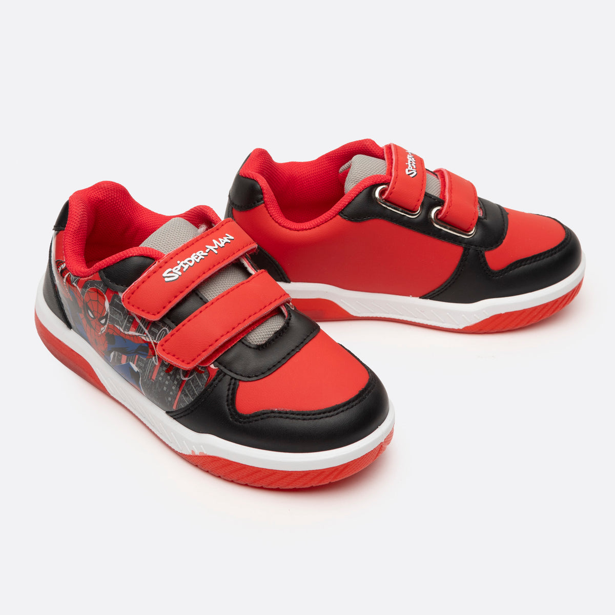 Zapatillas Con Luces Niño Volando Spiderman Negro Marvel