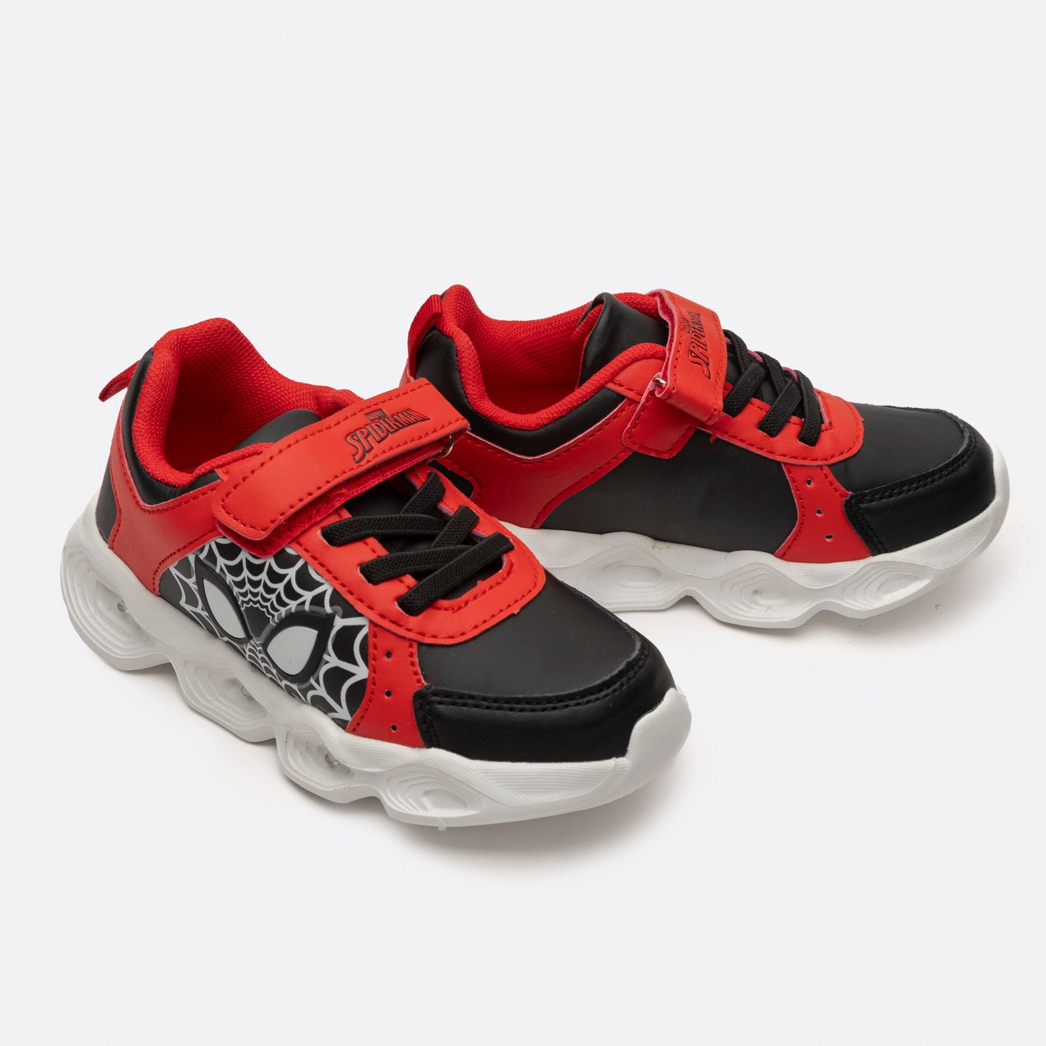 Zapatillas Con Luces Niño Ojos Spiderman Negro Marvel