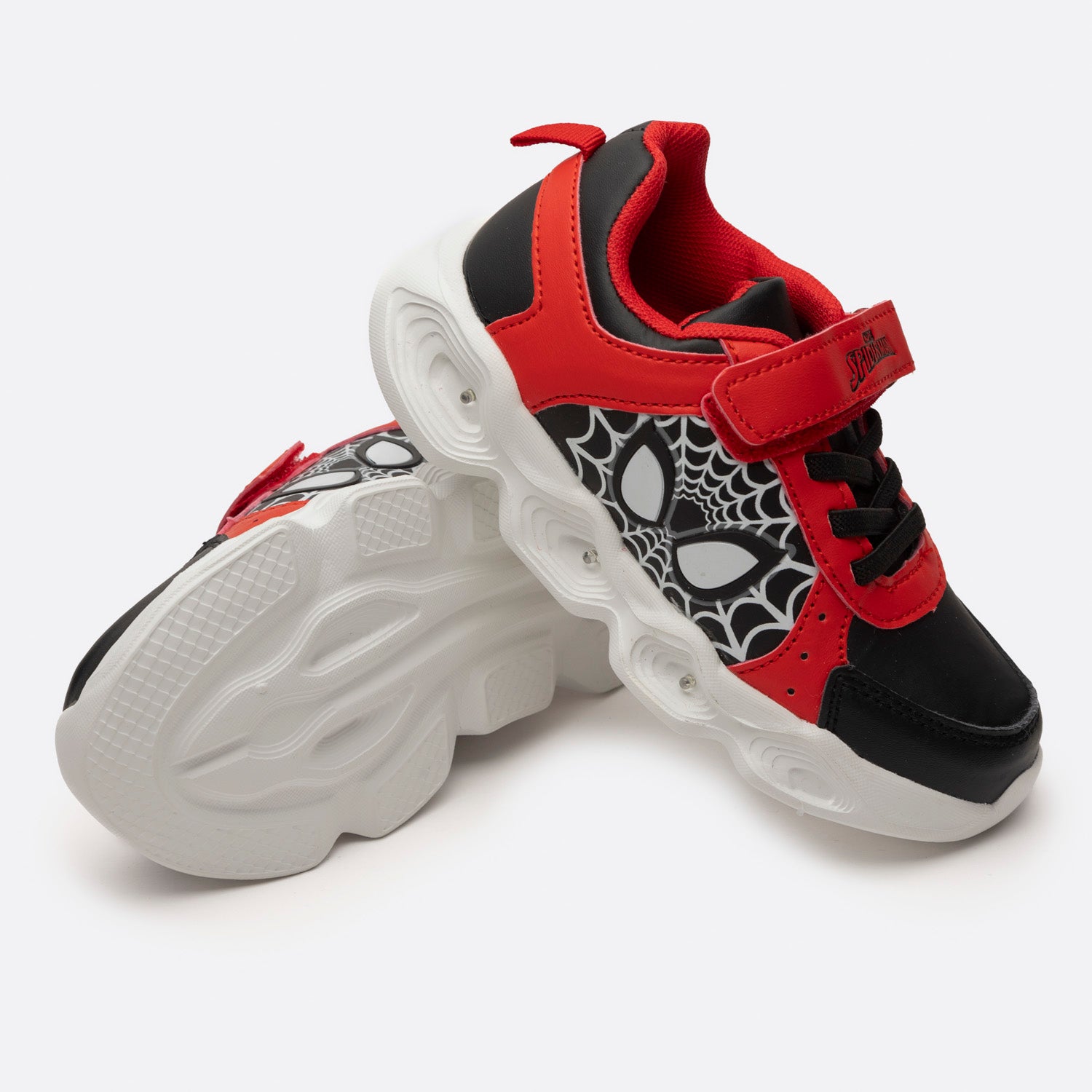 Zapatillas Con Luces Niño Ojos Spiderman Negro Marvel