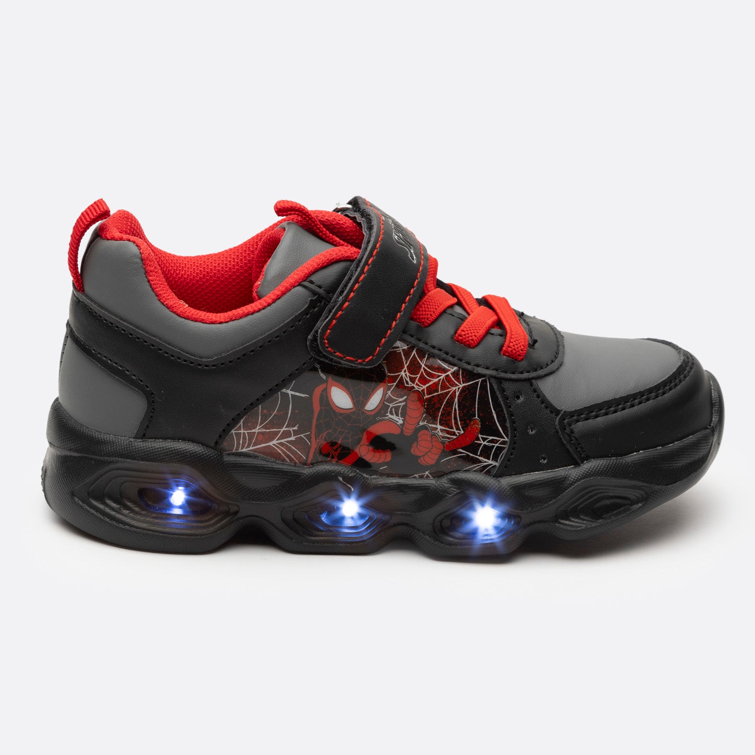 Zapatilla Con Luces Niño Mascara Negra Spiderman Negro Marvel