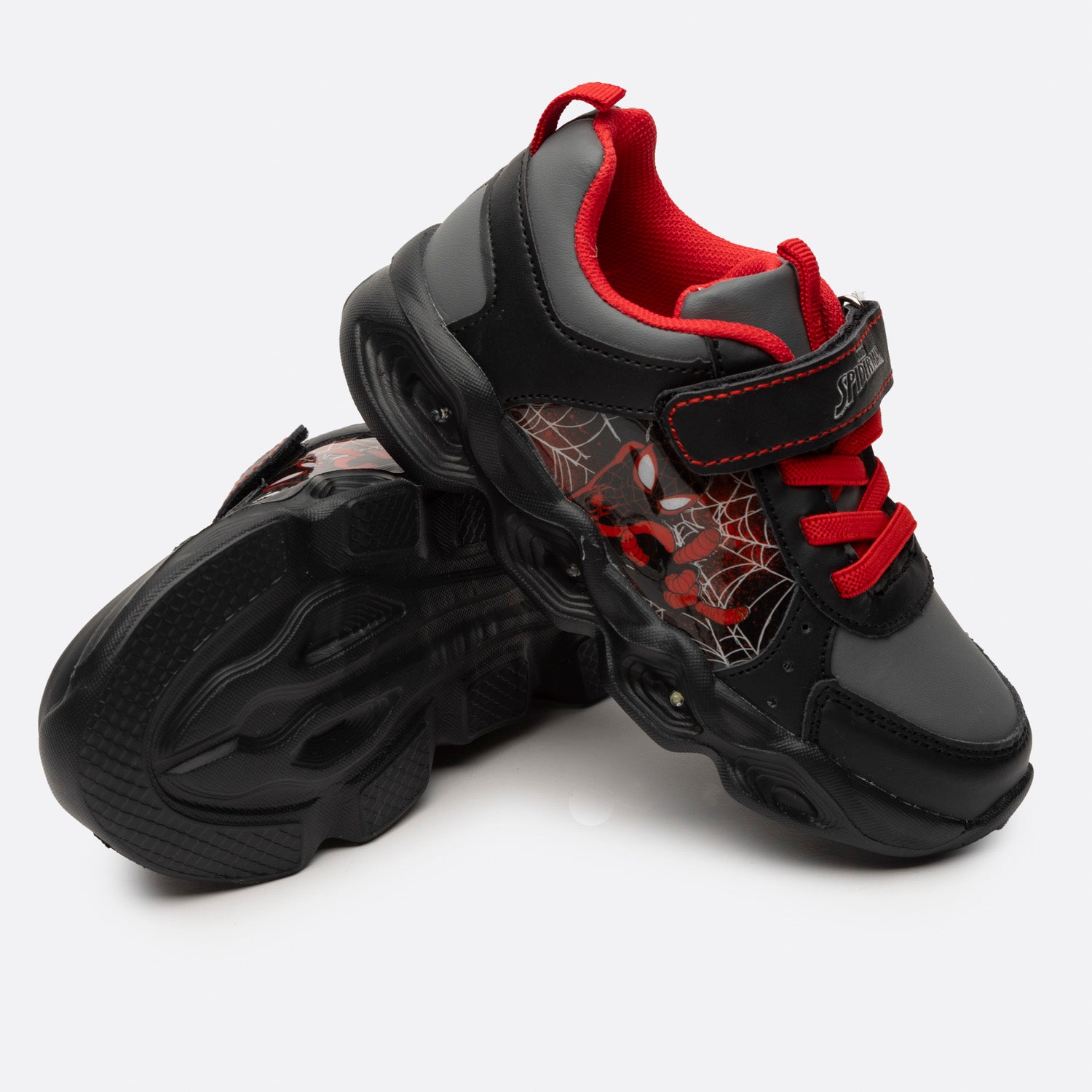 Zapatilla Con Luces Niño Mascara Negra Spiderman Negro Marvel