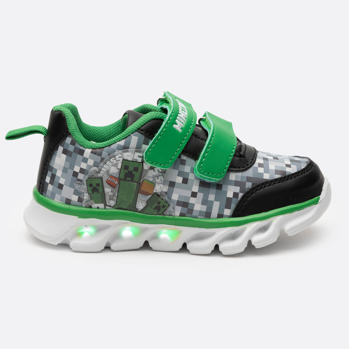 Zapatillas Con Luces Niño Creepers Verde Minecraft