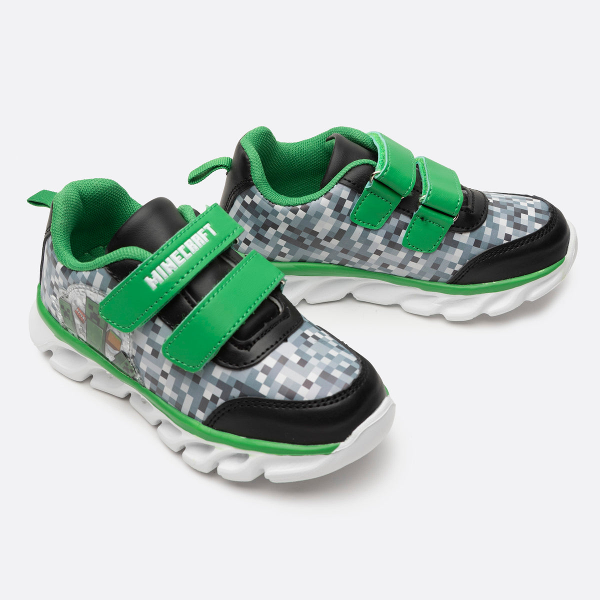 Zapatillas Con Luces Niño Creepers Verde Minecraft