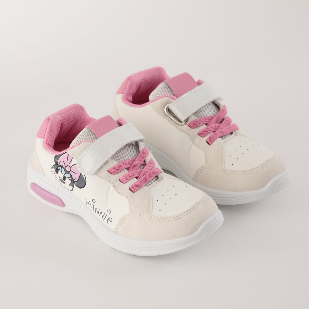 Zapatilla Con Luces Niña Carita Minnie Blanco Disney