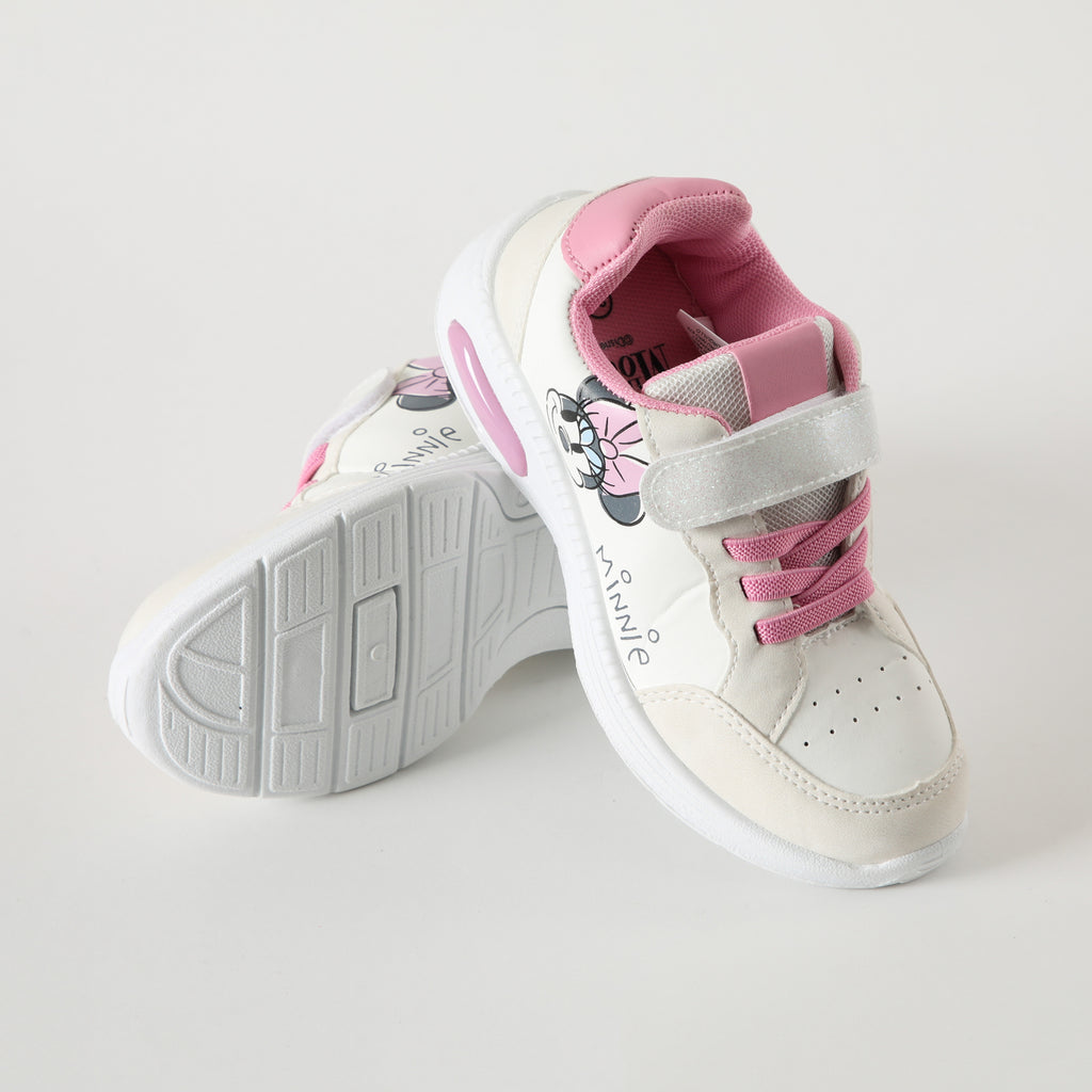 Zapatilla Con Luces Niña Carita Minnie Blanco Disney
