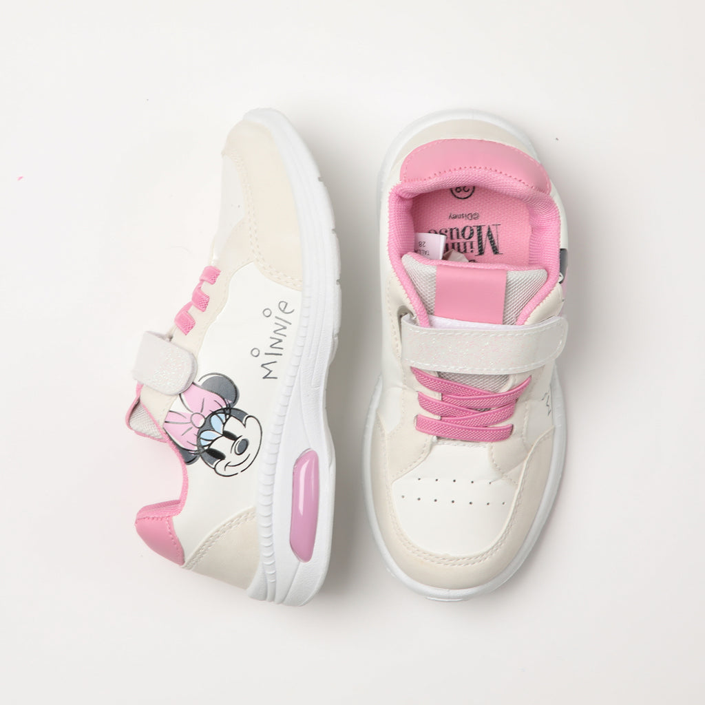Zapatilla Con Luces Niña Carita Minnie Blanco Disney