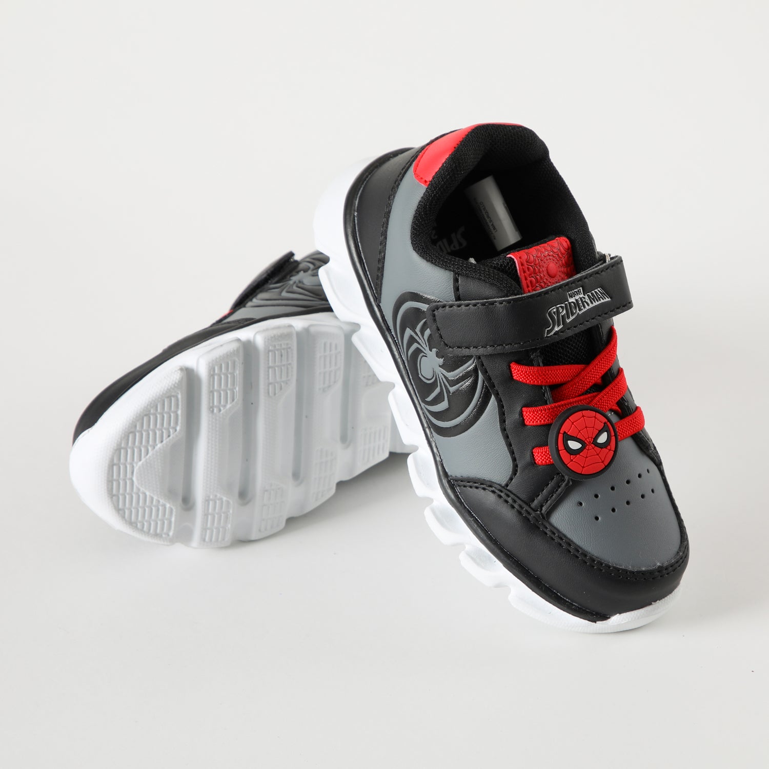 Zapatilla Con Luces Niño Araña Spiderman Negro Marvel