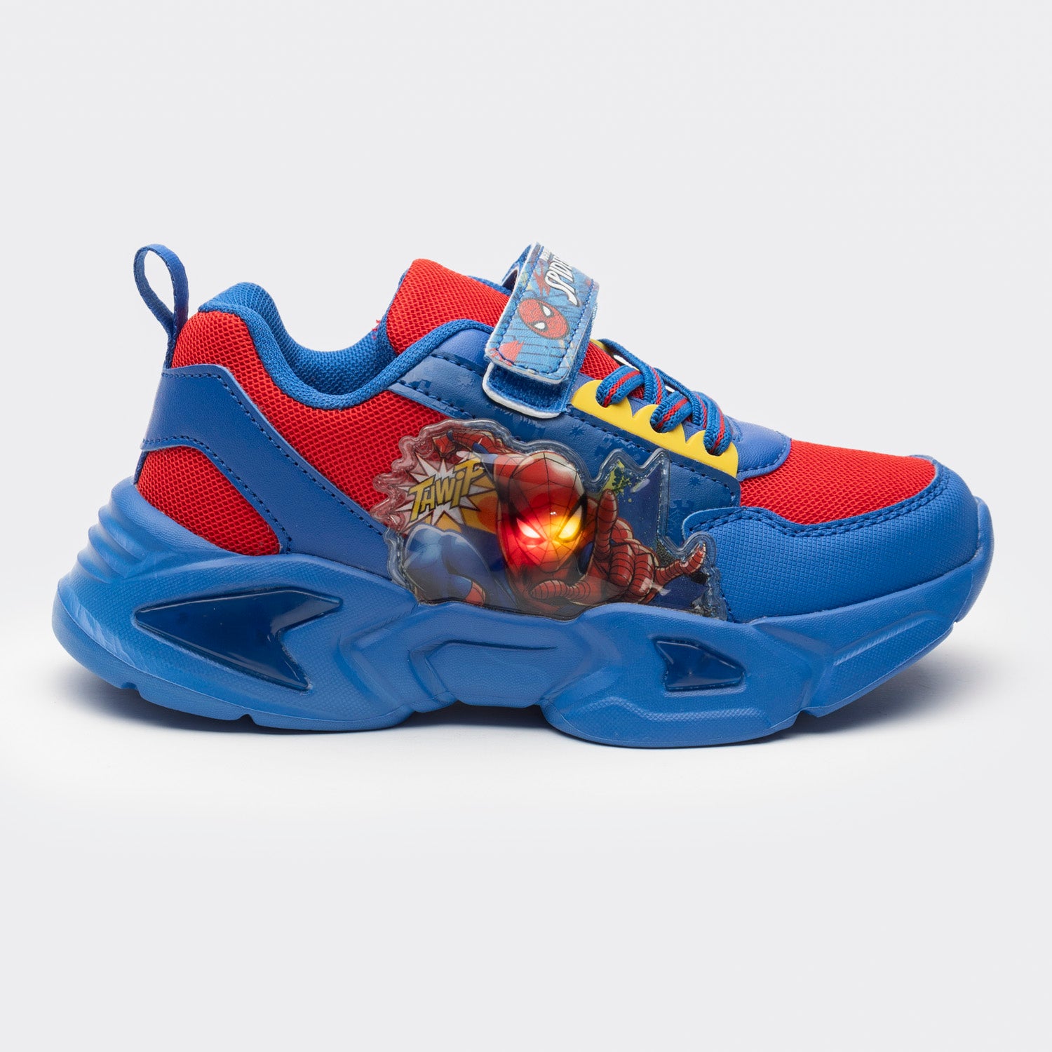 Zapatilla Con Luces En Personaje Niño Spiderman Ojos Azul Marvel