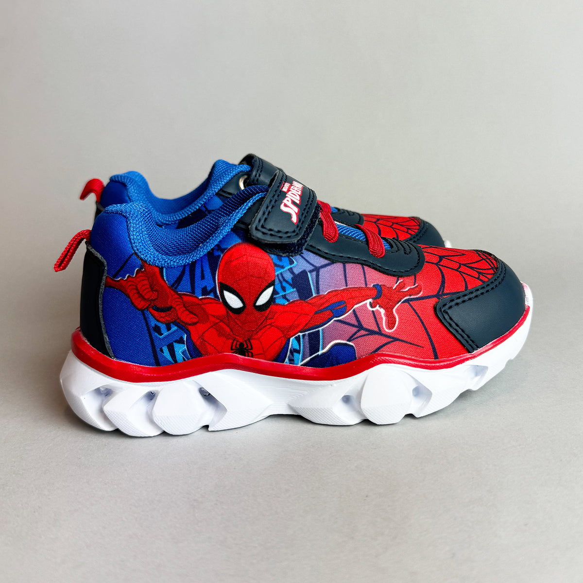 Zapatillas Con Luces Niño I Spiderman Azul Marvel