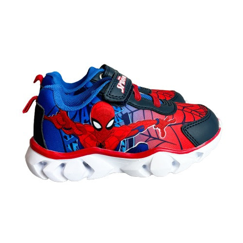 Zapatillas Con Luces Niño I Spiderman Azul Marvel