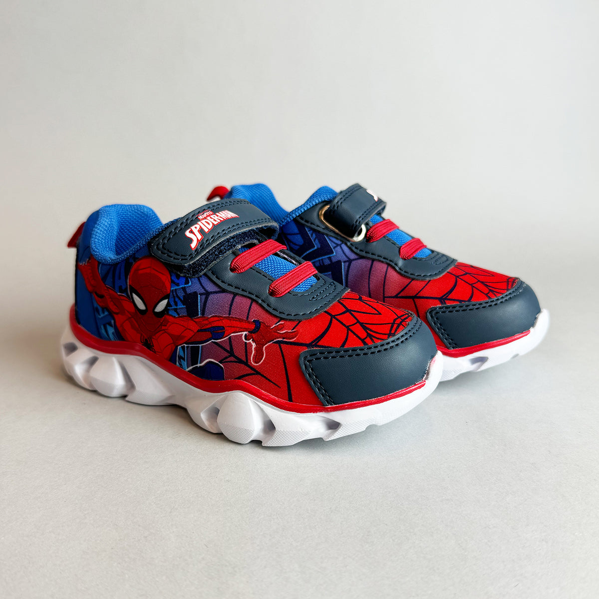 Zapatillas Con Luces Niño I Spiderman Azul Marvel