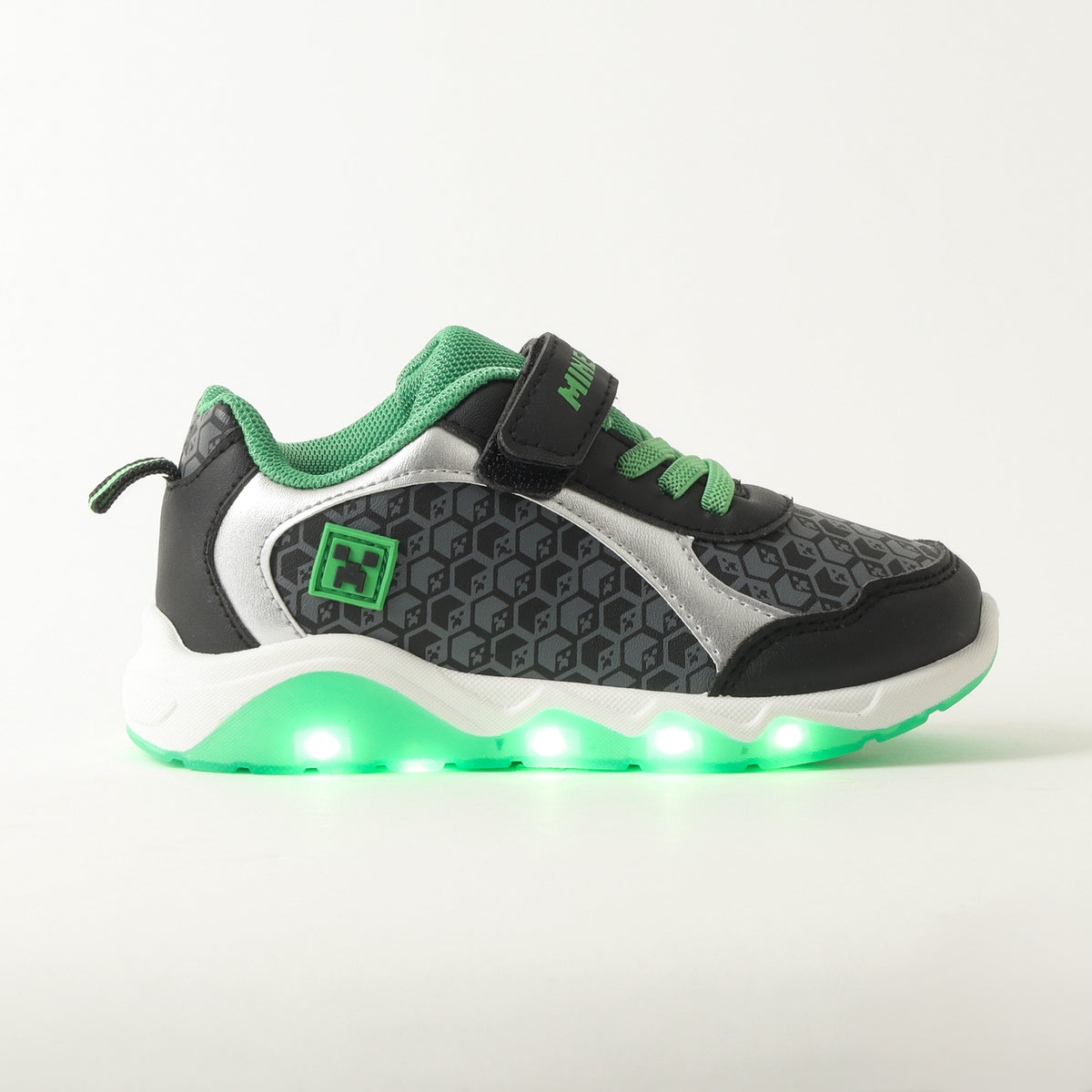 Zapatillas Con Luces Niño Detalles Gris Minecraft