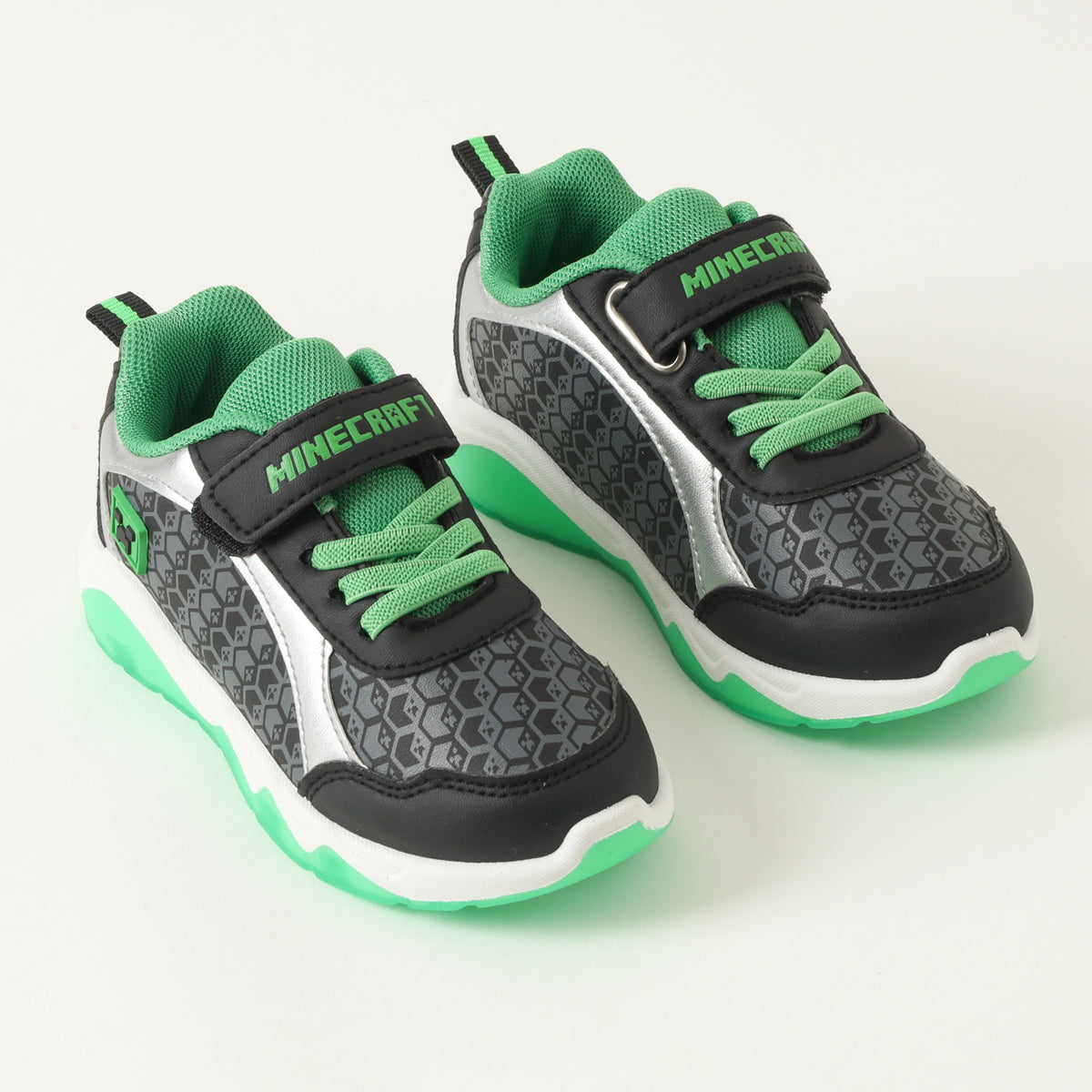 Zapatillas Con Luces Niño Detalles Gris Minecraft