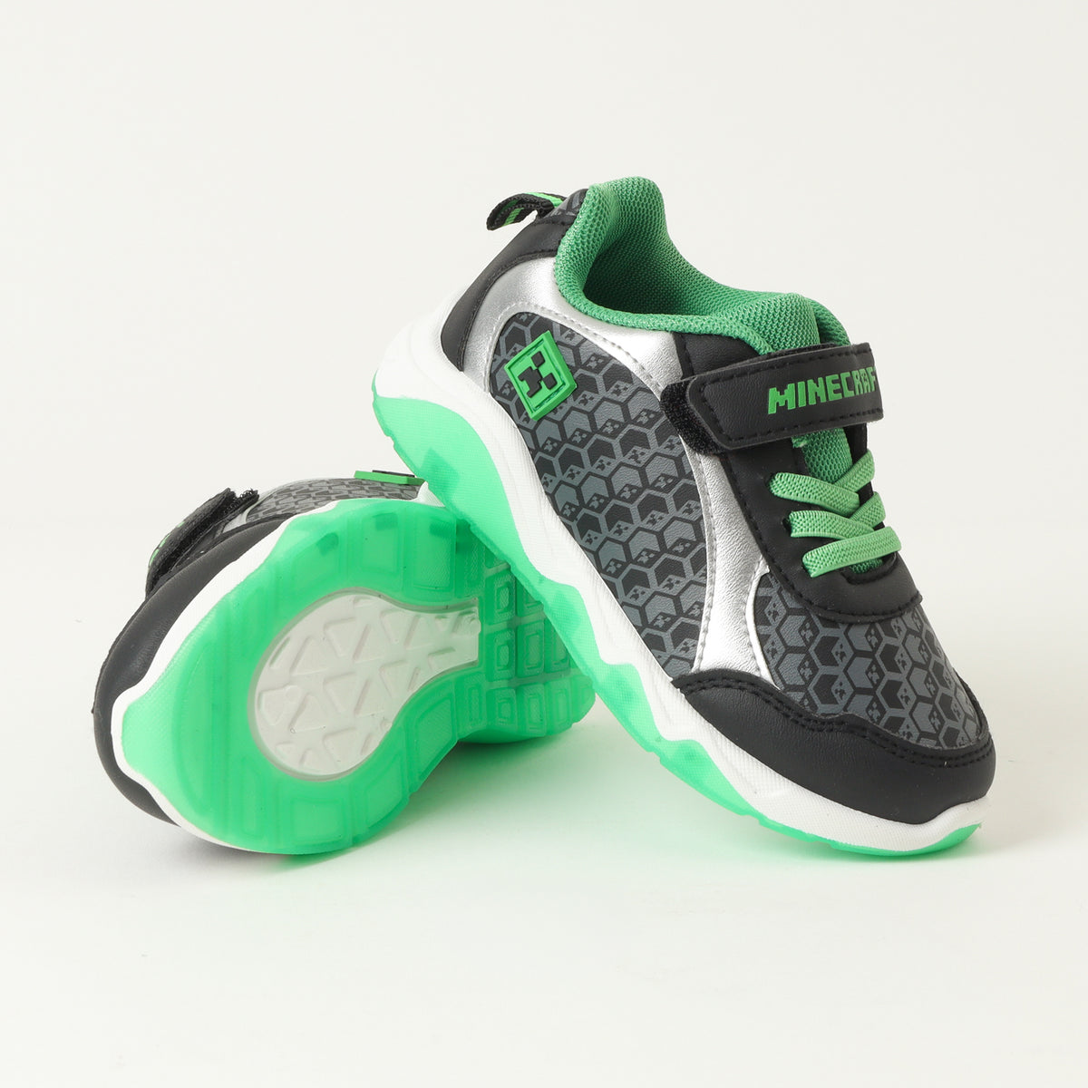 Zapatillas Con Luces Niño Detalles Gris Minecraft