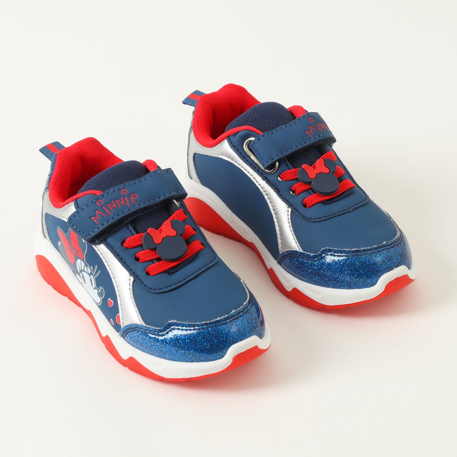 Zapatillas Con Luces Niña Minnie Corazoncitos Azul Disney