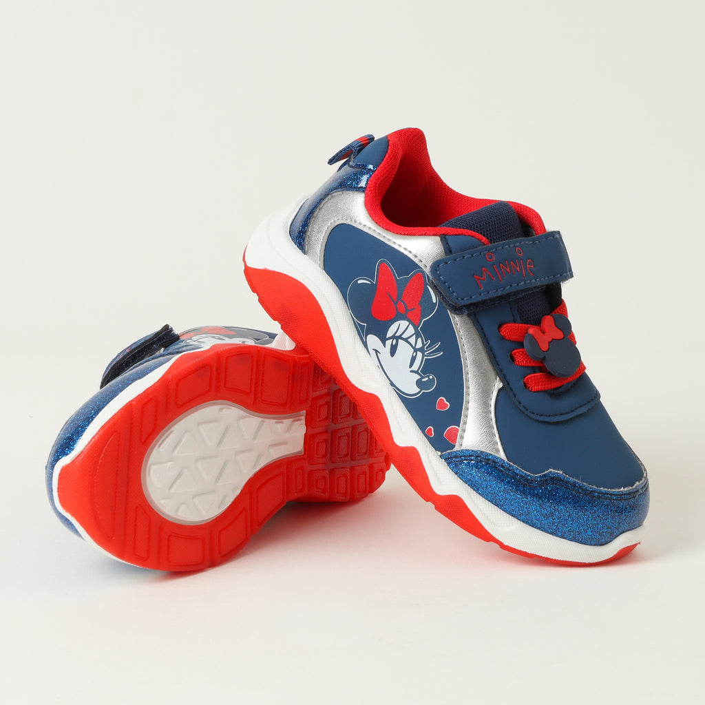 Zapatilla Con Luces Niña Minnie Corazoncitos Azul Disney