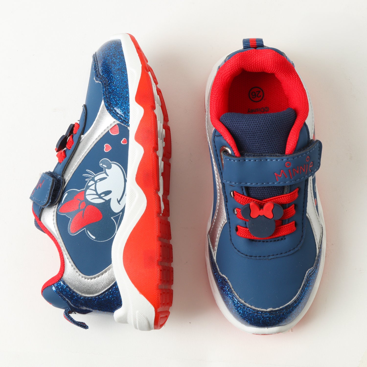 Zapatillas Con Luces Niña Minnie Corazoncitos Azul Disney