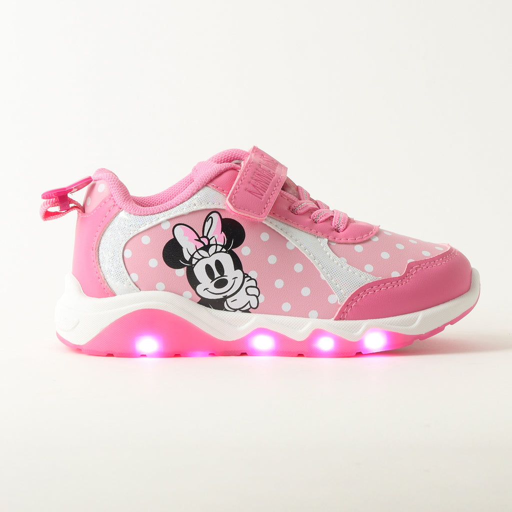 Zapatilla Con Luces Niña Minnie Dots Rosado Disney